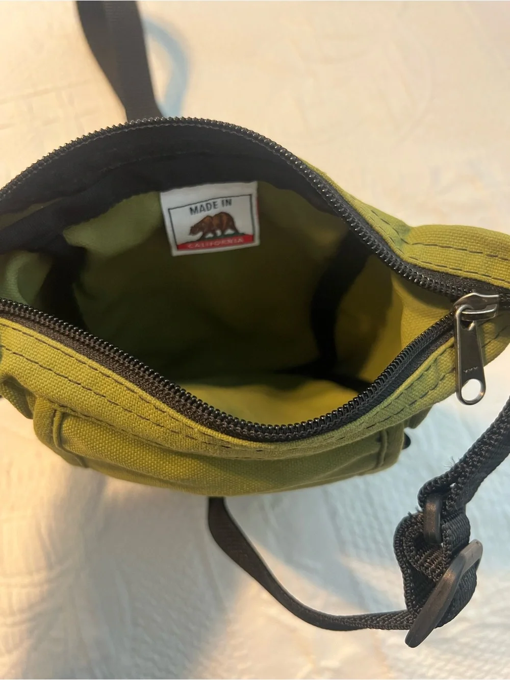 Olive Green Crossbody Sling Bag with Adjustable Strap - Unbranded